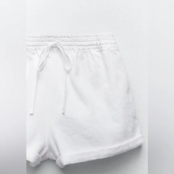 Zara roller cotton white shorts - Picture 3 of 8